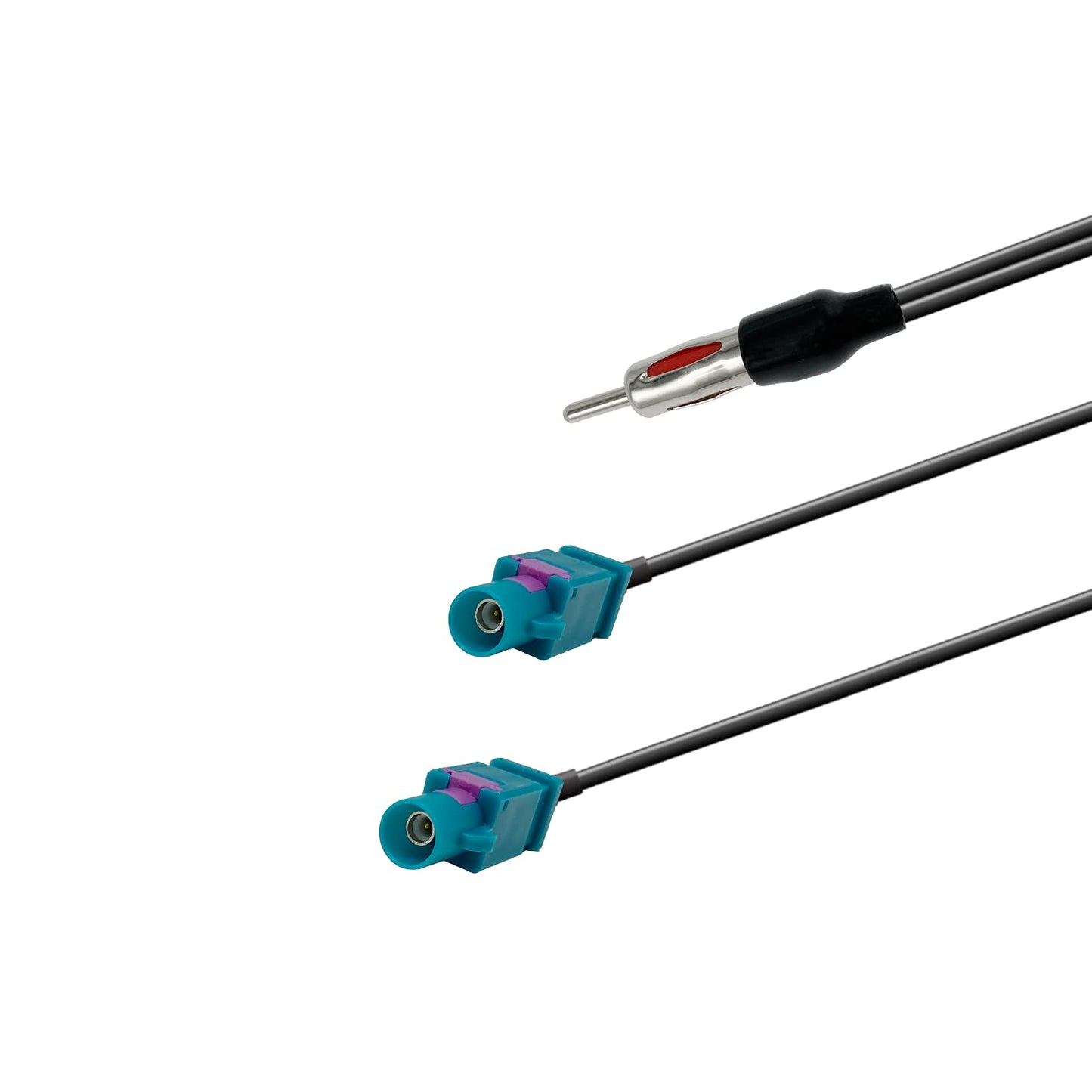 POBADY Splitter Cable DIN Male to Dual Fakra Z Male Car Radio Antenna Splitter Cable Fakra Z Plug to DIN Plug to Cable RG174 39CM/15IN for AM/FM Car