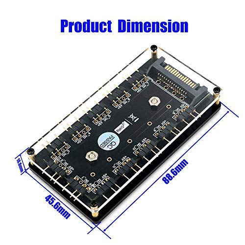 Mustpoint 12 Way 5V RGB LED Splitter Hub with PMMA Case and Magnetic Standoff for ASUS/MSI 5V 3Pin LED Controller with PMMA Case and Magnetic Standoff