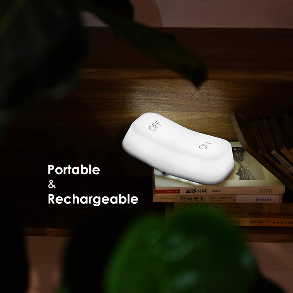 DesignNest On-Off lamp, Easy Switch LED Night Light, Gravity Sensor, 2 Light Levels, USB, Portable Rechargeable Bedside Table Nightstand Dorm Decor