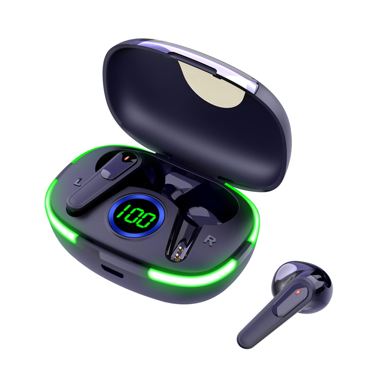 MWRPCRDN Wireless Earbuds Bluetooth Headphones 50H Playback Touch Control Noise Cancellation LED Power Display Charging Case IPX7 Waterproof Earphones