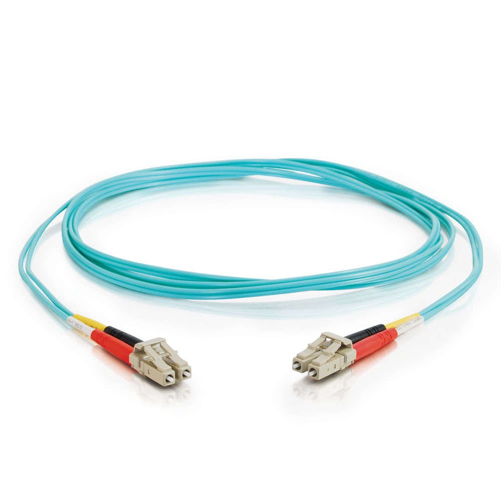 Legrand - C2G Fiber Optic Ethernet Cable, Aqua 10Gb 50/125 LC-LC Duplex Multimode Fiber Patch Cable, 1 Meter (3.3 Foot) PVC Coated Fiber Optic