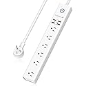 Power Strip 10Ft - Surge Protector with USB, AUOPLUS 6 Outlet and 4 USB Charger, 10Ft Long Extension Cord Flat Plug(1250W/10A/2100J), Wall Mountable