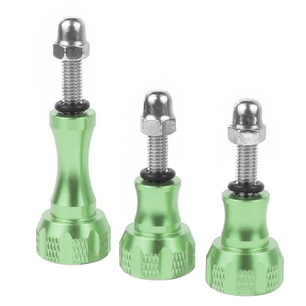NovelGoal CNC Aluminum Long Short Thumb 3pcs Knob Bolt Nut Adapter Screws Compatible with Go-pro Hero 8 7 6 5 4 Connector (Green)