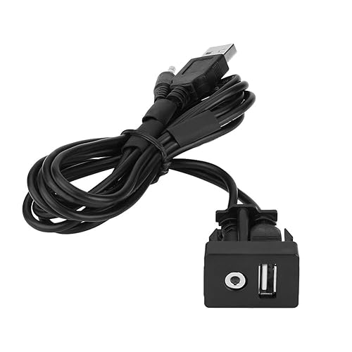USB and Aux Port for Car, Universal Plastic and Copper 3.5mm Automotive USB Dual Port Panel Mount 3.5mm AUX Cable for Most Cars