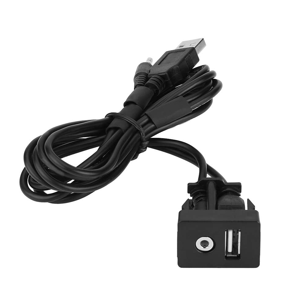 USB and Aux Port for Car, Universal Plastic and Copper 3.5mm Automotive USB Dual Port Panel Mount 3.5mm AUX Cable for Most Cars