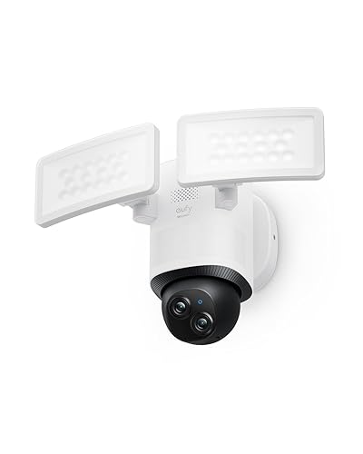 eufy Security Floodlight Camera E340 Wired,360° Pan and Tilt,24/7 Recording,Dual-Band Wi-Fi, 2,000 Lumens,Motion-Activated,Dual Camera,HomeBase 3