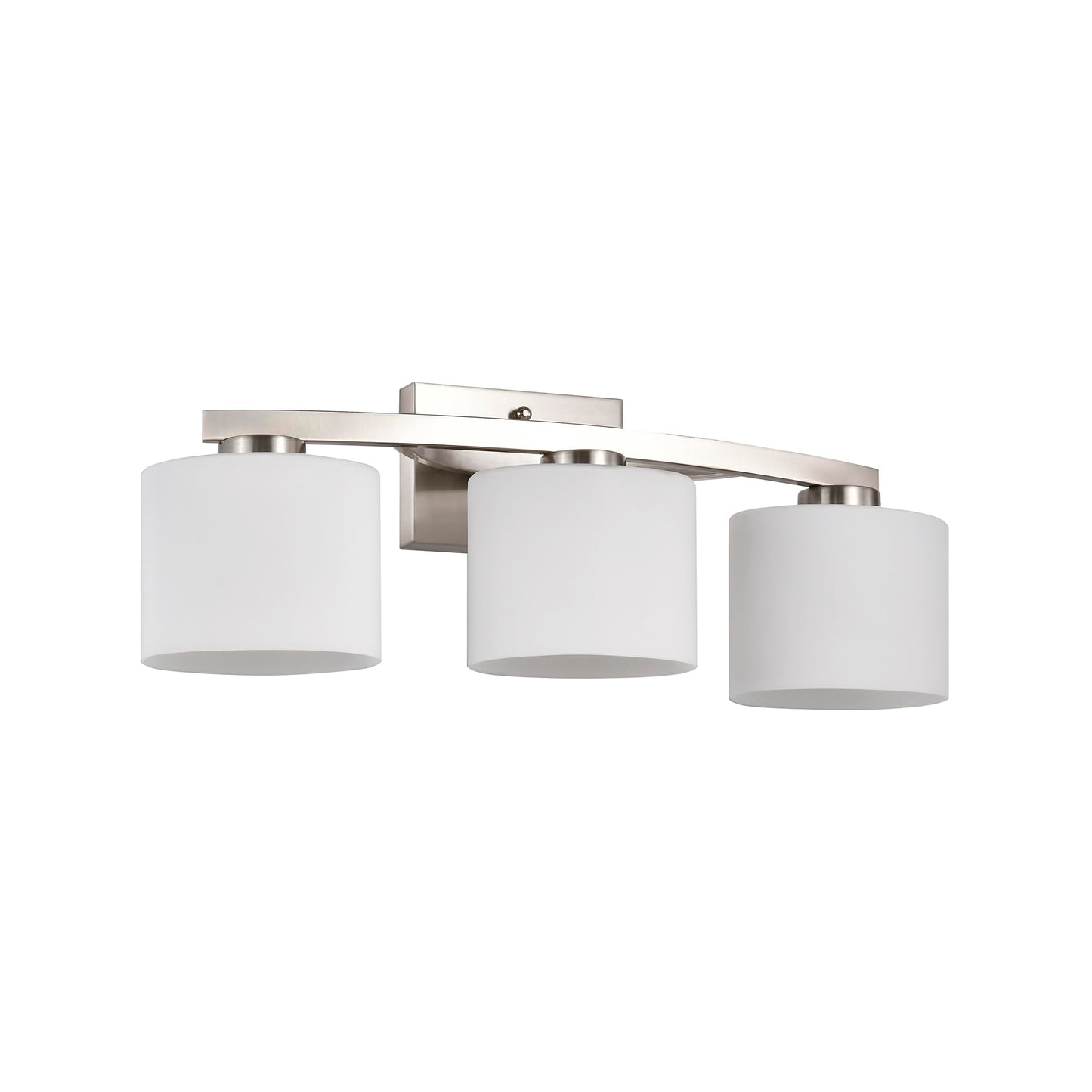 Edvivi Bathroom Light Fixtures, 3-Light Modern Brushed Nickel Vanity Light Over Mirror, Wall Sconces with Oval-Shaped White Glass Shades for Living