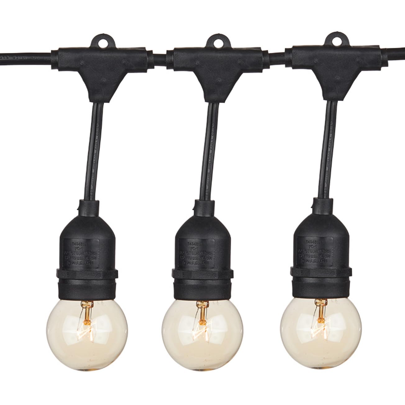VOLT Indoor/Outdoor 120V 50FT E26 LED Bistro String Lights (Black) Hanging Globe Lights for Trees, Porch, Deck, Lanai, Patio, Garden, Yard, Balcony or