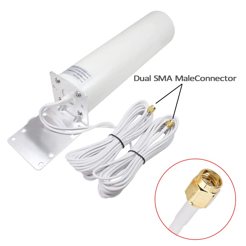 High Gain 10-12dBi Wide Band Outdoor Wall Mount Dual SMA 3G/4G LTE Antenna for 4G LTE Router Modem Gateway Mobile Cell Phone Signal Booster Cellular