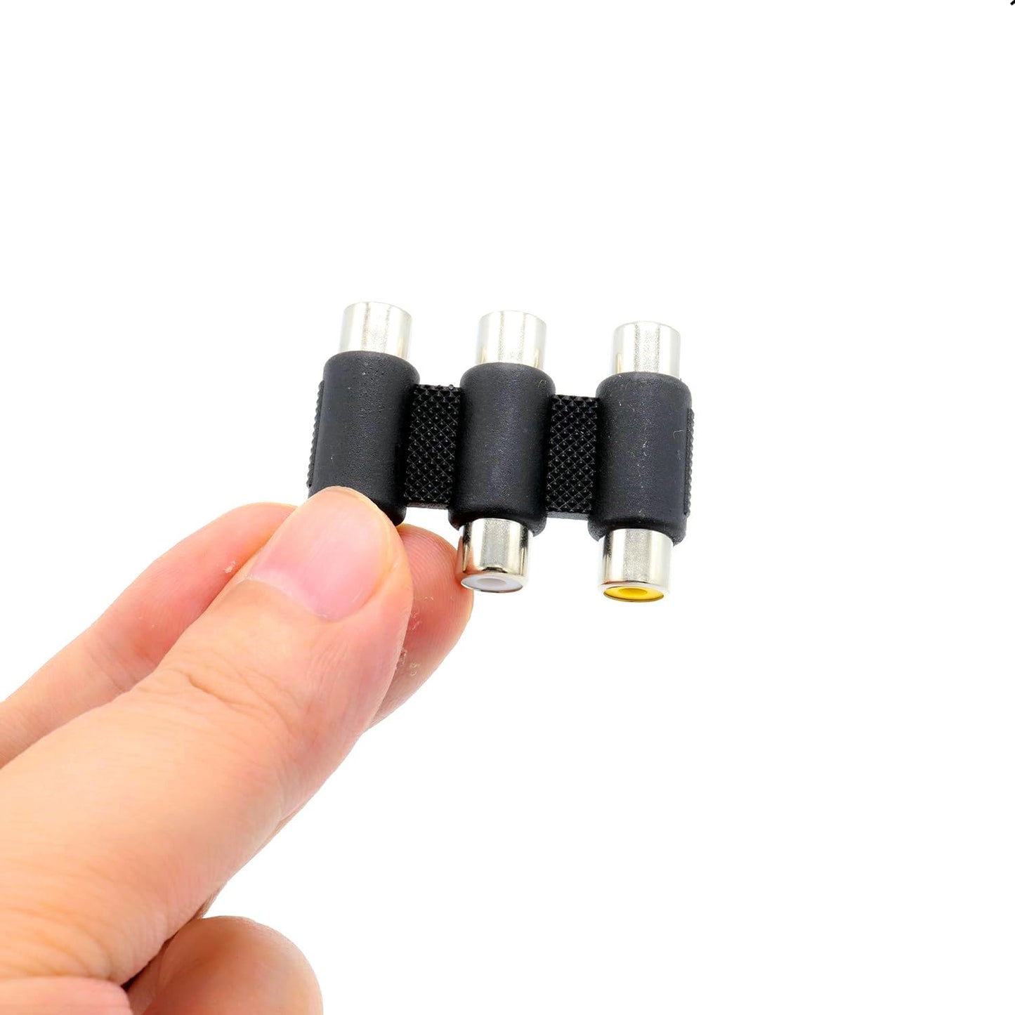 ZXUEZHENG 2 Pack RCA Female to Female Coupler,Triple Coupler, Barrel Connectors, Stereo Audio Video Cable Adapter Coupler Panel Mount?3 Female