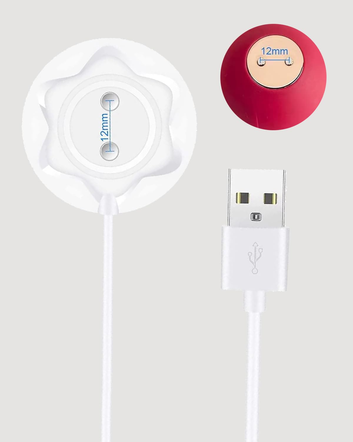Rose Charger - Magnetic Charger Replacement - Fast Charging USB Cable Standing Dock Station for Rose Only (White, 2PACK)