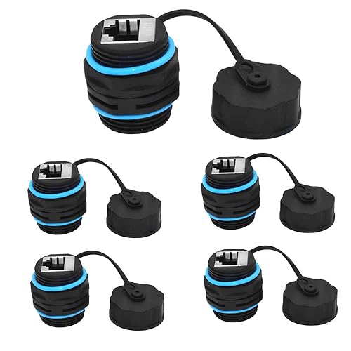 AUSGLEIFEN 5PCS Panel Mount RJ45 Waterproof Connector IP68 Shielded (STP) Cat5/5e/6 8P8C Ethernet LAN Cable Connector Network Cable Double Head