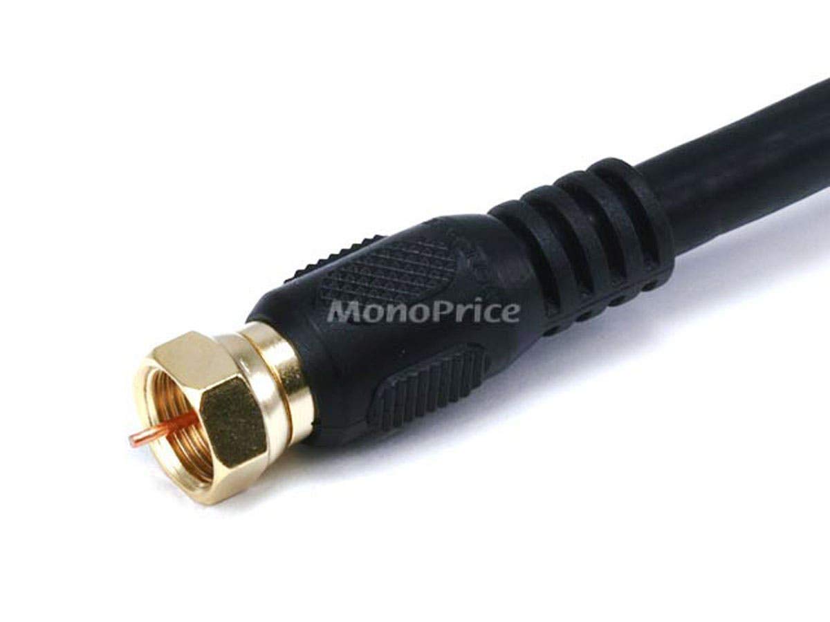 Monoprice RG6 Quad Shield CL2 Coaxial Cable with F Type Connector, 100ft, Black