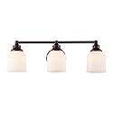 JONATHAN Y 24" Oil Rubbed Bronze/White Modern Farmhouse LED Vanity Light Wall Sconce Fixture, Frosted White Glass Shade, Dimmable Wall Lamp