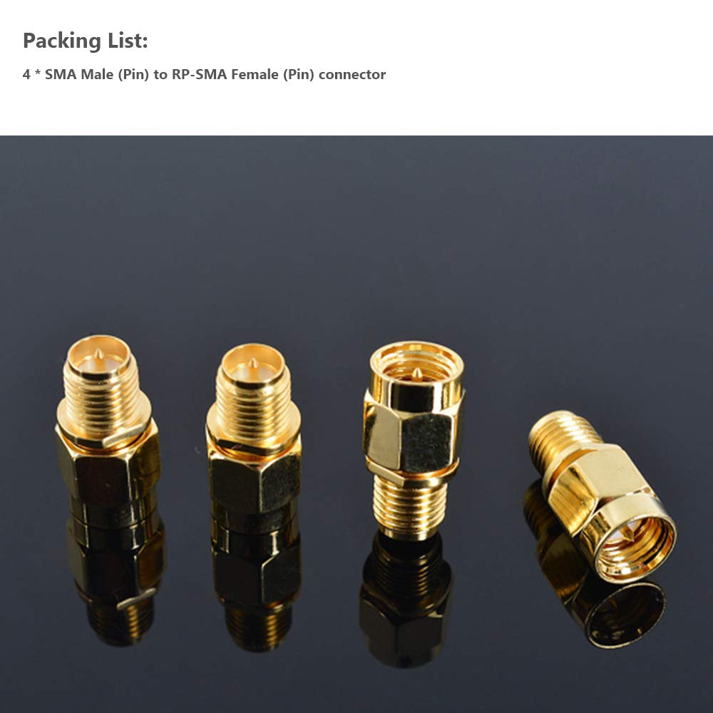 CORONIR (4Pack SMA Adapter SMA Male to RP SMA Female Jack Connector for RF Coax Cable Wi-Fi Antenna/Signal Booster/Repeaters/Radio/Extension…