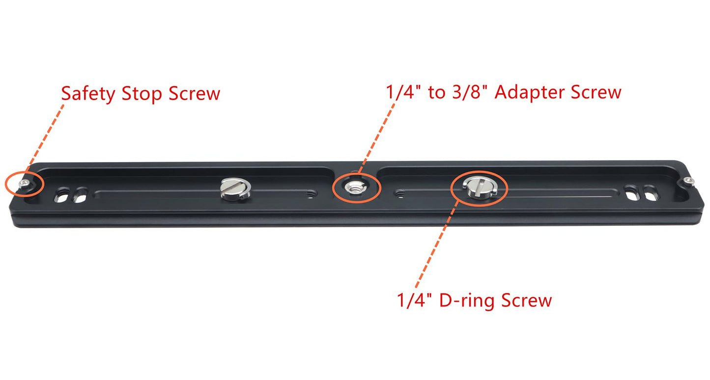 HITHUT PU-300 300mm Universal Lengthened Quick Release Plate Slide Rail with D-Ring Screw for Tripod Ball Head DSLR Camera, Arca-Swiss Compatible
