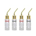 CERRXIAN Gold Plated 2mm Banana Plug Screw Type Audio Speaker Pin Plugs Cable Connector Adapter(4pcs)