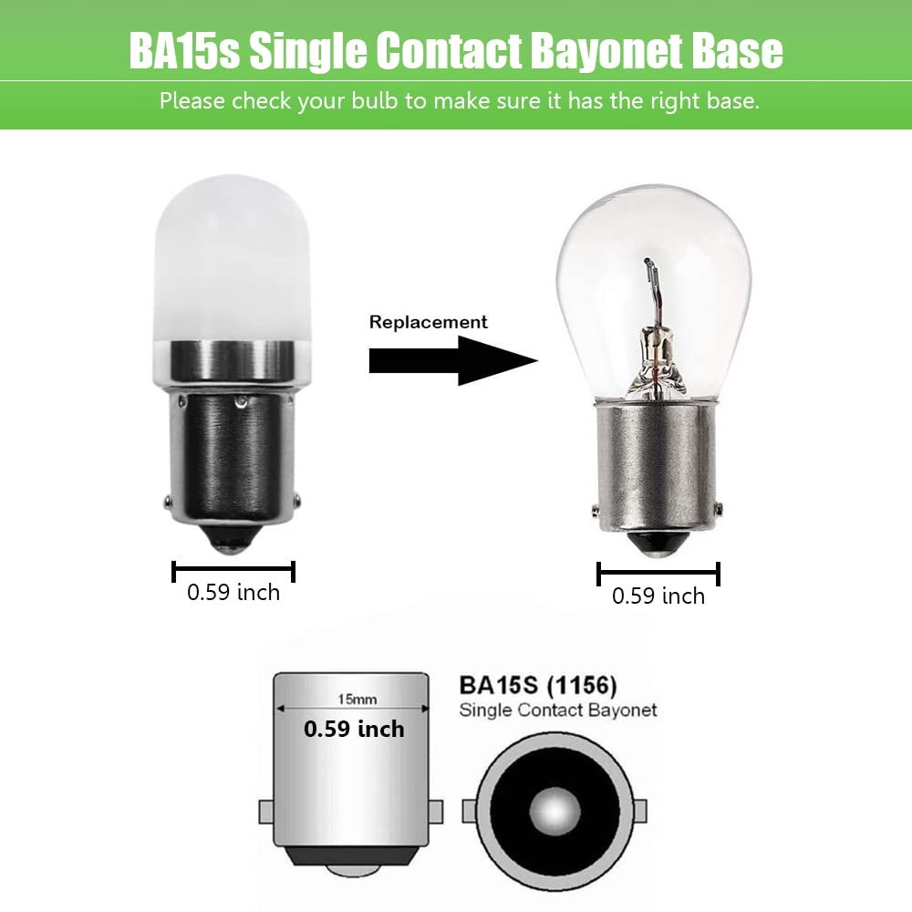 Makergroup 1141 BA15s Bayonet LED Bulbs 12V, Weatherproof 1156 S8 Landscape Light Bulb, 1W Warm White Color 2700K for RV and Outdoor Lighting Path