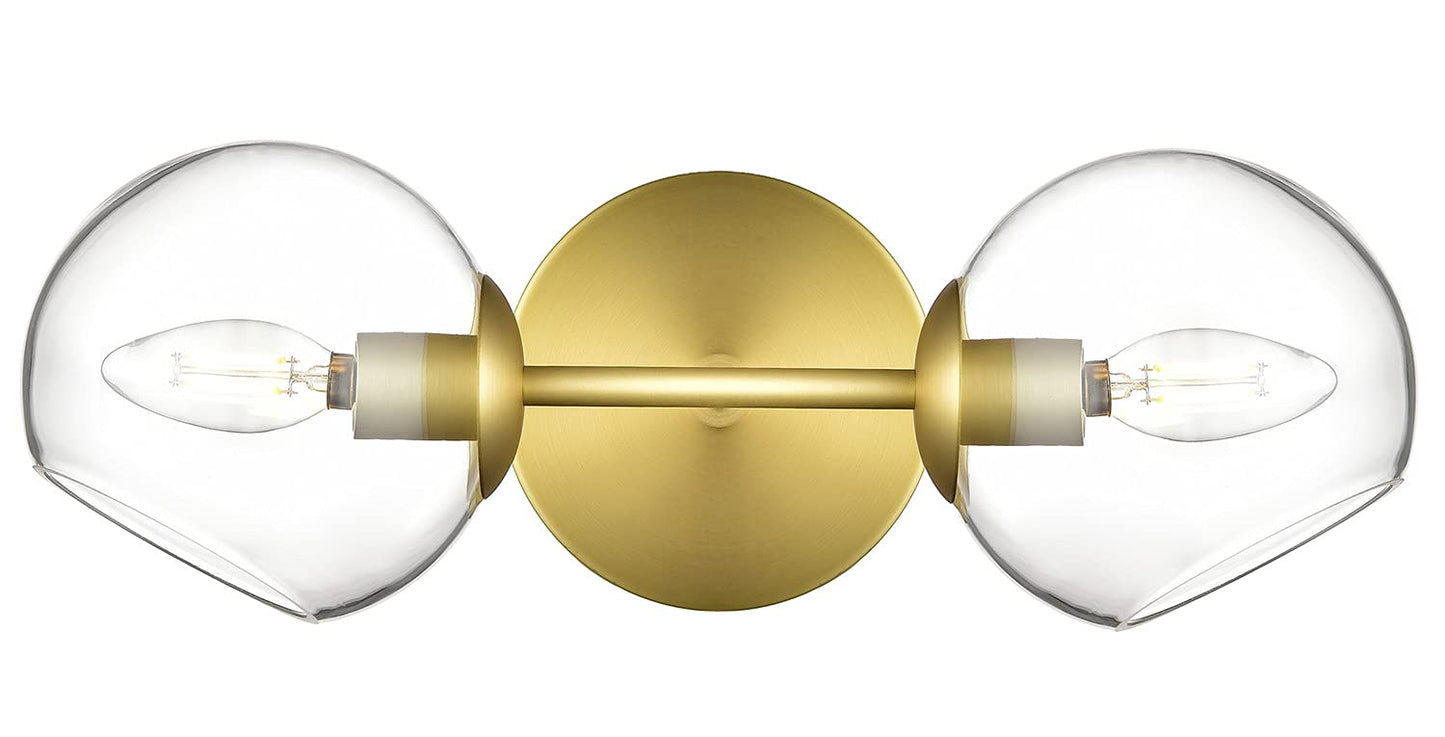 Linea di Liara Angolo Gold Wall Sconce Lighting Fixtures Modern 2-Light Bathroom Vanity Wall Light Fixture for Hallway Bedroom Wall Lighting Globe