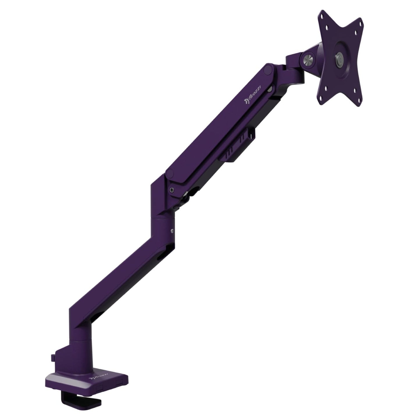 Arozzi Alzare Neo Single Gas Spring Monitor Arm - Full Motion, Height Adjustable 8.3":19.7", VESA 75/100, Cable Management - C-Clamp & Grommet Mount