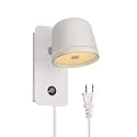 Aisilan LED Plug in Wall Sconce with Touch Dimmable Control Adjustable Wall Mounted Lamp Angle Anti-Glare Matte White Aluminum Bedside Reading Wall