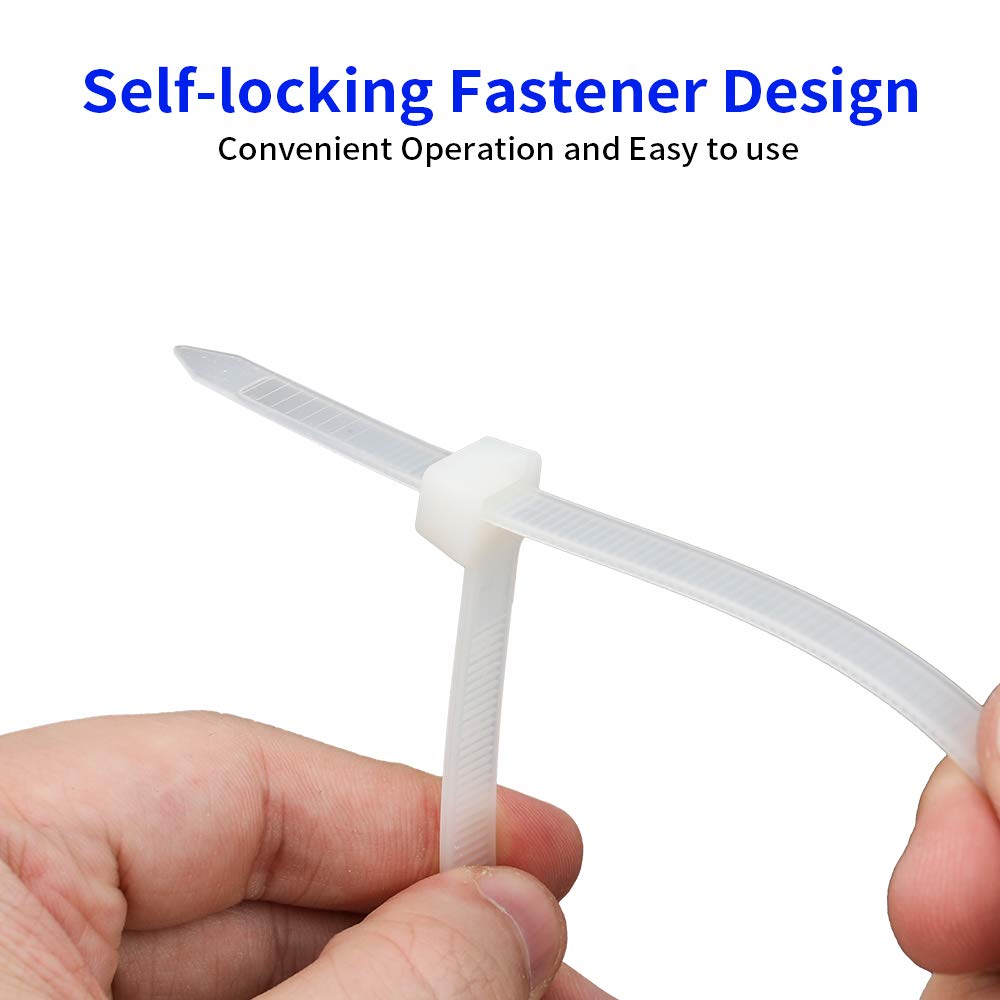 1000 Pack 4 inch KOOWIN Nylon Plastic Cable Zip Ties Small Wire Wraps White
