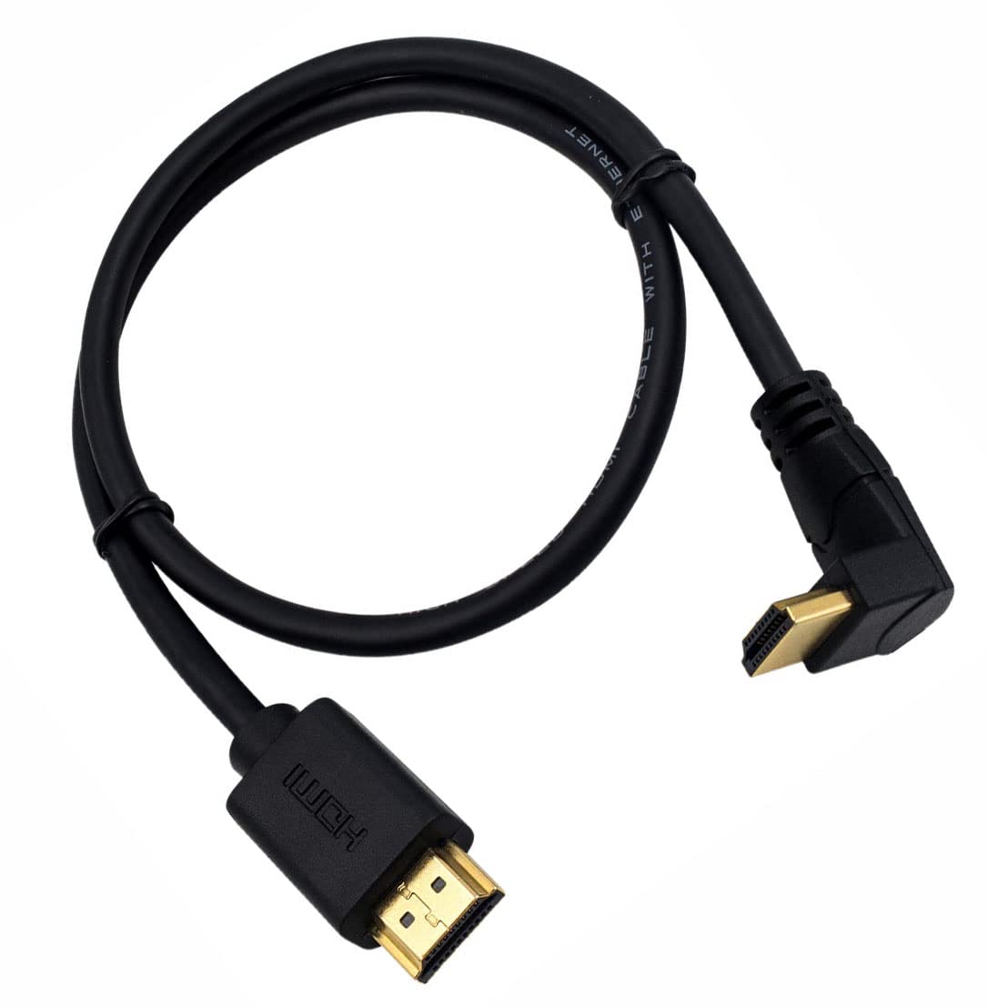 HDMI 2.0 Cable 4K 60HZ, Dafensoy High-Speed HDMI Male to Male 90 Degree Elbow Cable, Support 4K Ultra HD 3D 1080P Ethernet and Audio Return ARC