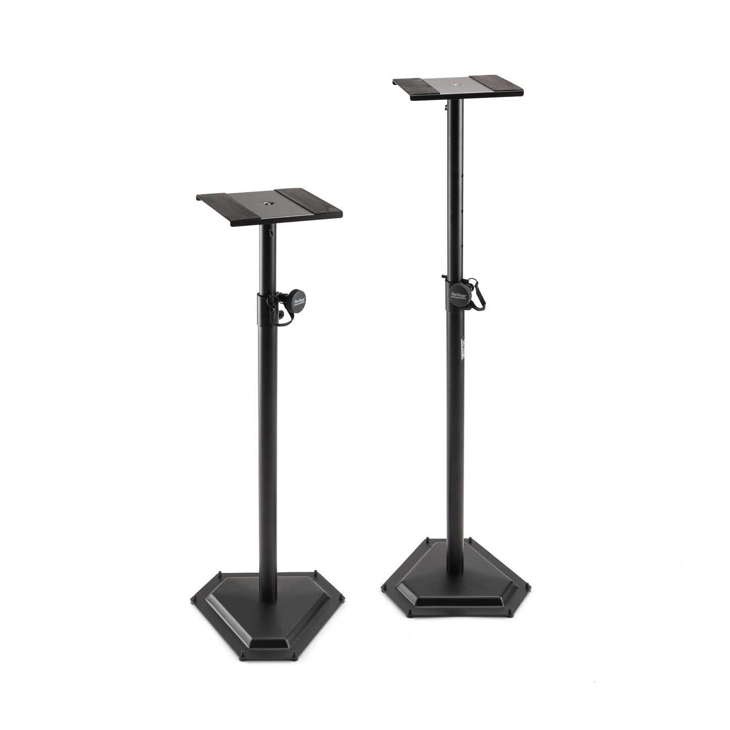 On-Stage SMS6600-P Hex-Base Monitor Stands Pair(Height-Adjustable Pedestal Studio Speaker Stands, Locking Pin, Hexagonal Base, Steel Construction