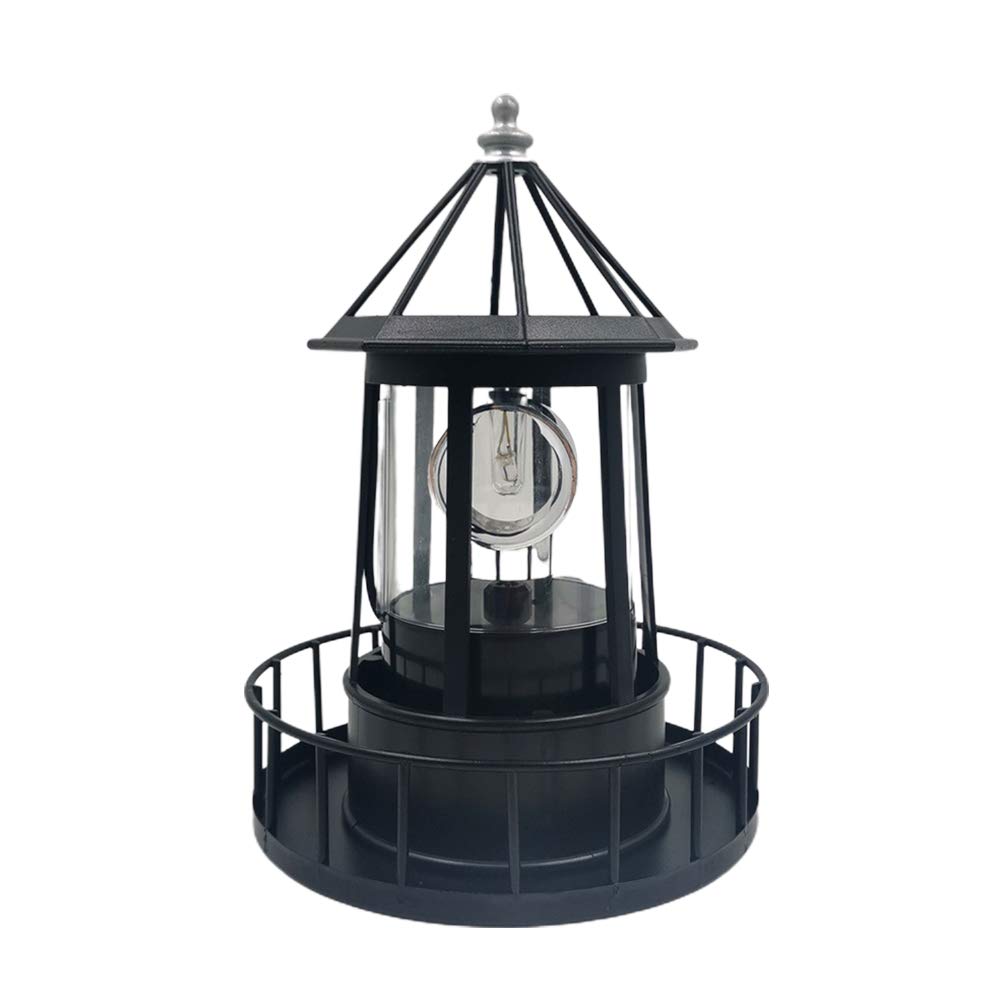 CALIDAKA LED Solar Powered Lighthouse 360 Degree Rotating Lighthouse Landscape IP65 Waterproof Durable Rotatable Outdoor Solar Light Lamp Hanging