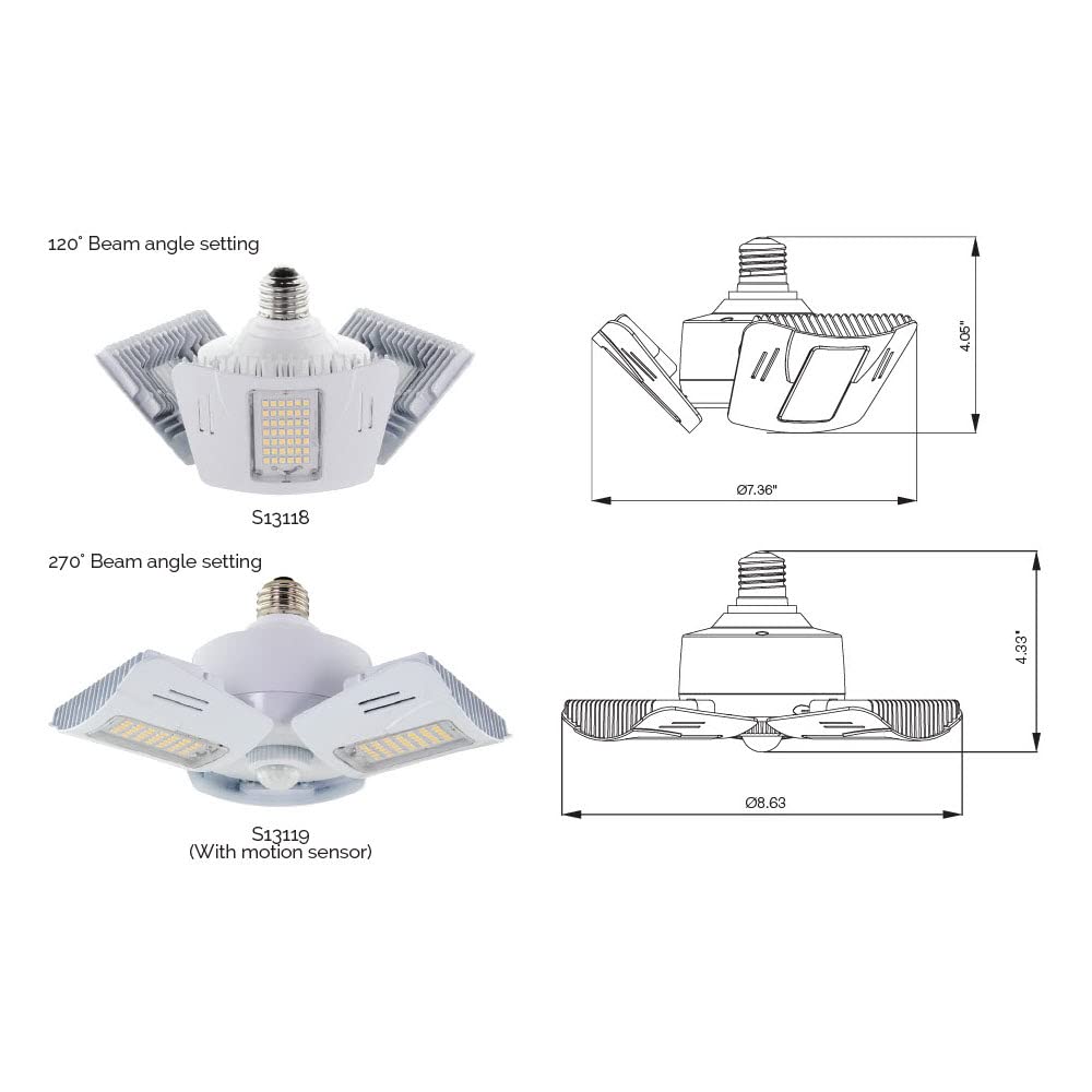 Satco Wide Surface E26 (Medium) Smart-Enabled LED Motion Sensor Utility Light Cool White 60 Watt Equ