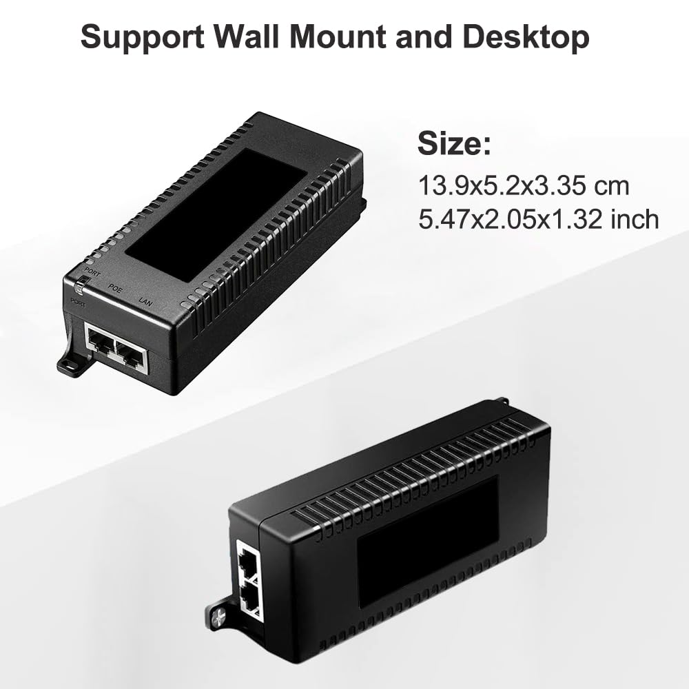 2.5Gb PoE++ Injector 60W, 2.5 Gigabit High PoE+ Adapter, IEEE802.3 af/af/bt Compliant, 60W High Power Plus Over Ethernet, Replace for TP-Link