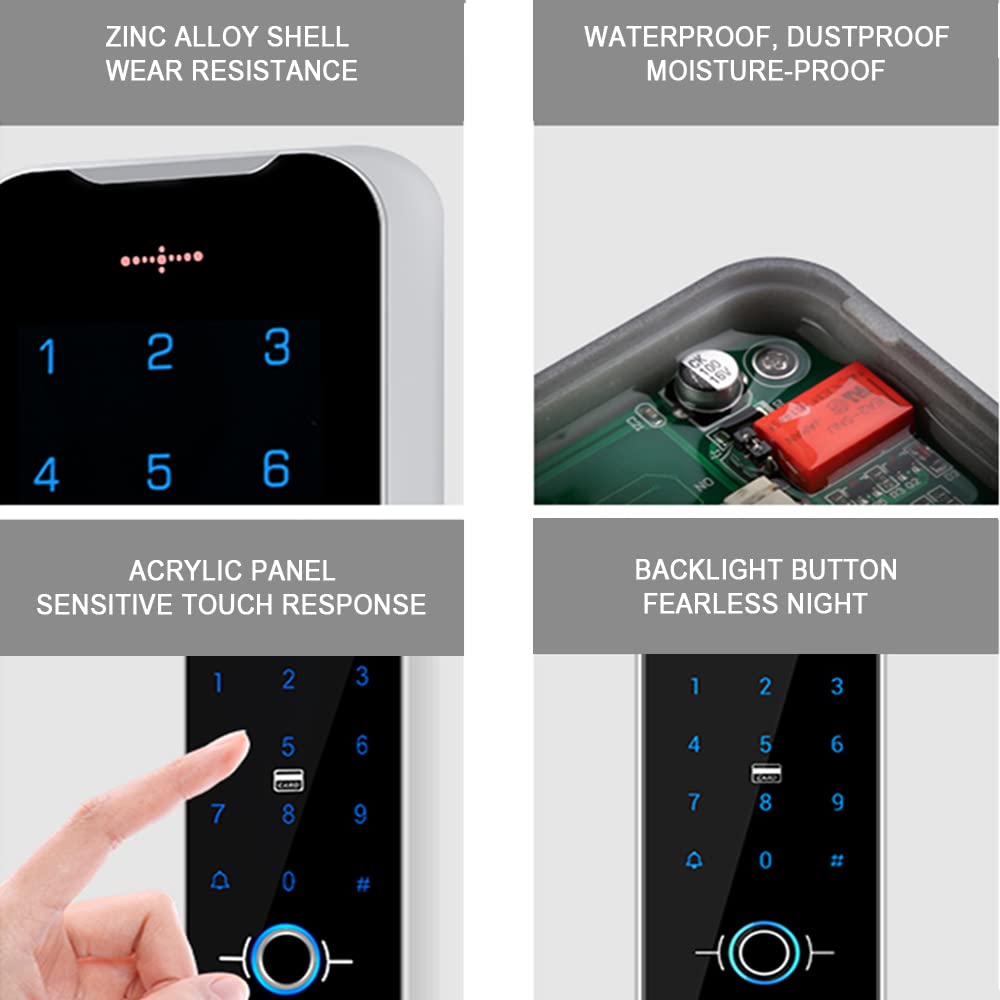 JASAG IP68 Fully Waterproof Fingerprint RFID Keypad Access Control System, 13.56MHz Wiegand 26 Metal Shell Access Controller, NFC Smart Phone Unlock