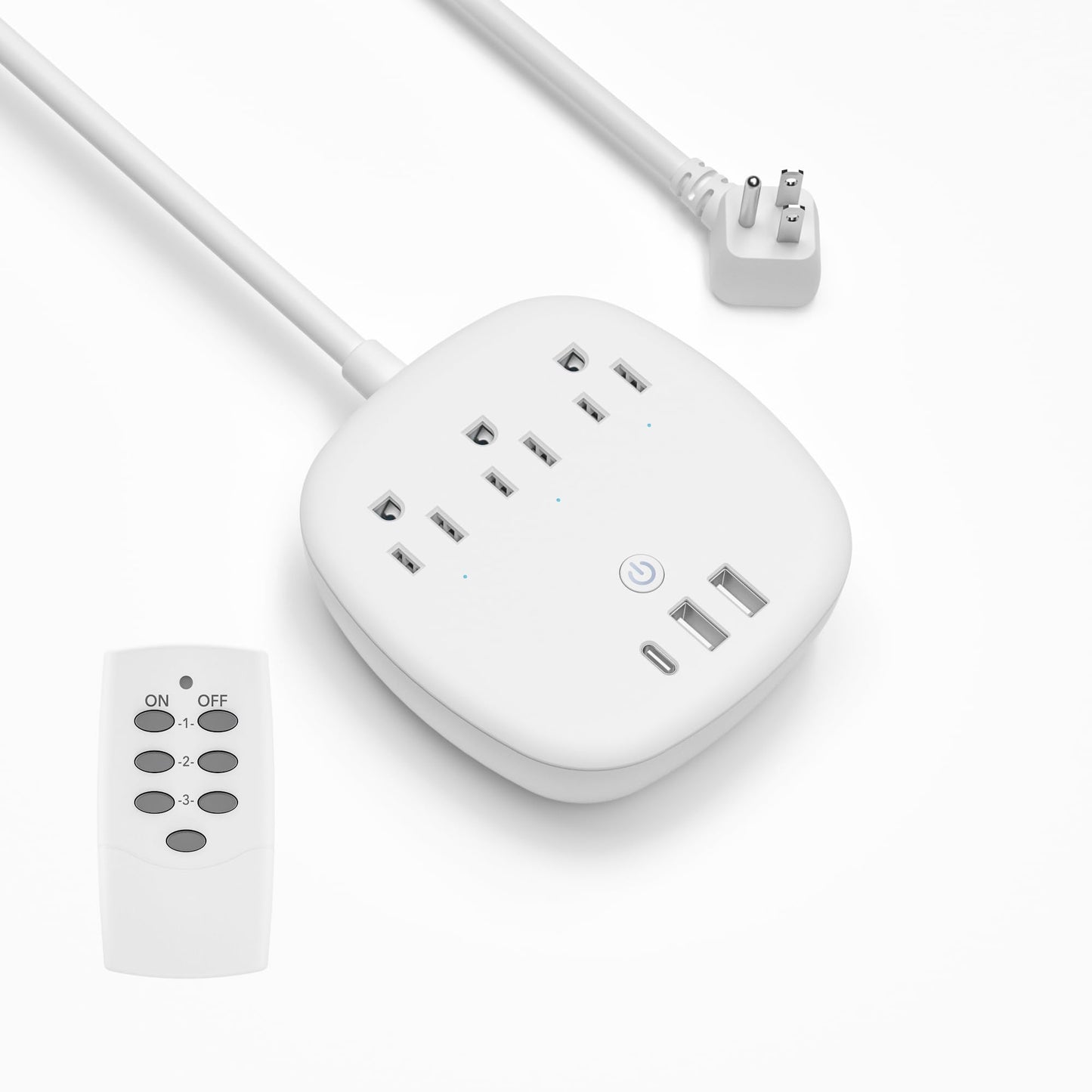 BN-LINK Remote Control Surge Protected Power Strip with 3 Individually Controlled Outlets, PD 20W Fast Charging USB-C, 3.9 FT Plug Extension Cord, 3