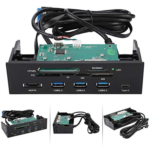 ASHATA Front Panel Hub 11 Port PC Front Panel with USB 3.0 Ports USB 3.1 eSATA Port and 6 Card Slots Card Reader Support M2 MSO Memory MS XD 64G CF