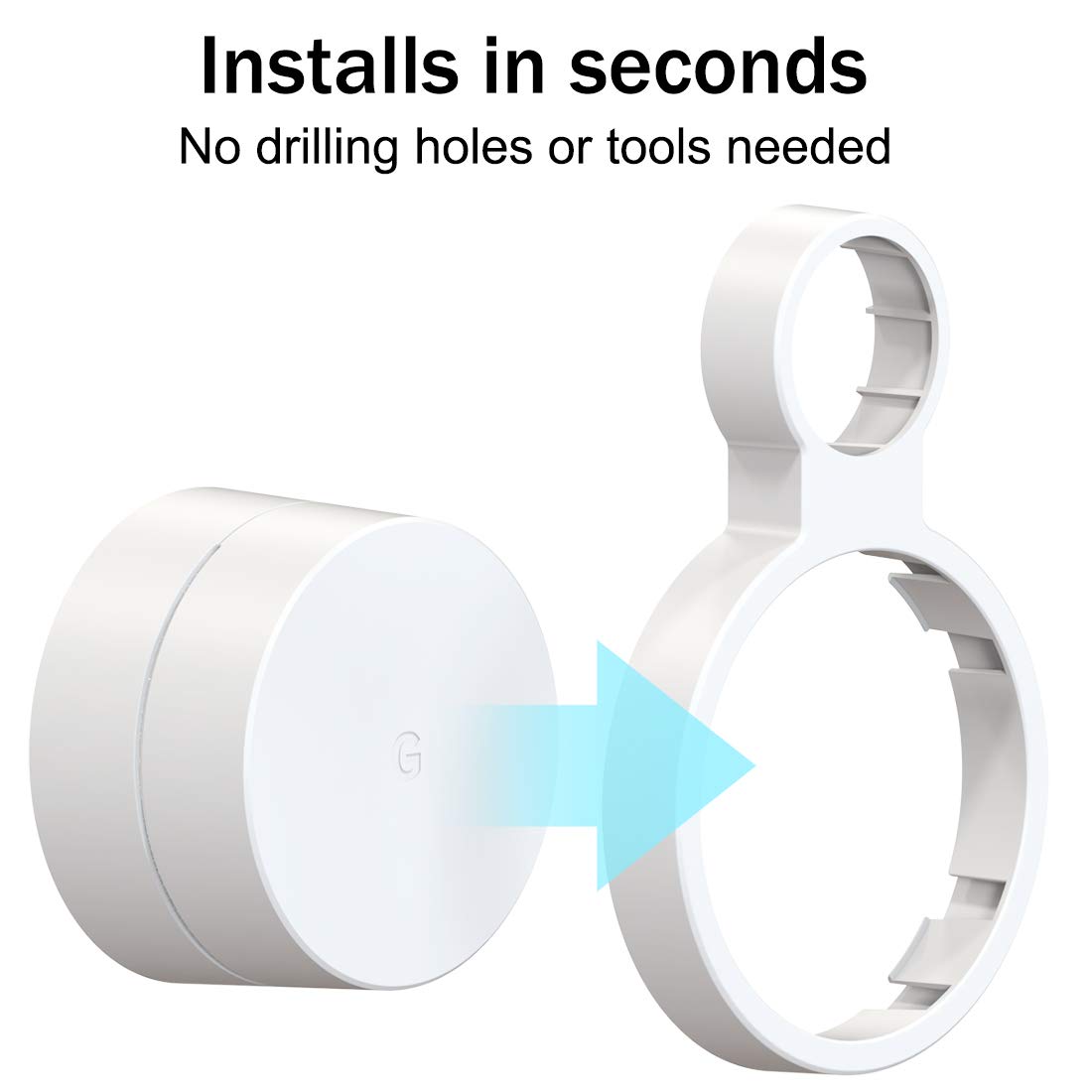 Pefecon Outlet Wall Mount for Google WiFi AC1200, No Messy Wires Space Saving Easily Be Moved Outlet Mount for Google Mesh WiFi Router, Best Design