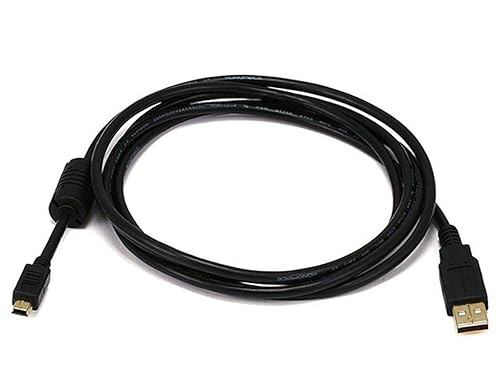 Monoprice 3-Feet USB 2.0 A Male to Mini-B 5pin Male 28/24AWG Cable with Ferrite Core (Gold Plated) (105447),Black