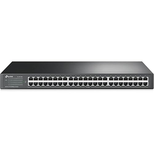 TP-Link 48 Port 10/100Mbps Fast Ethernet Switch, Plug and Play, Rackmount, Sturdy Metal w/Shielded Ports, Fanless, Unmanaged (TL-SF1048)