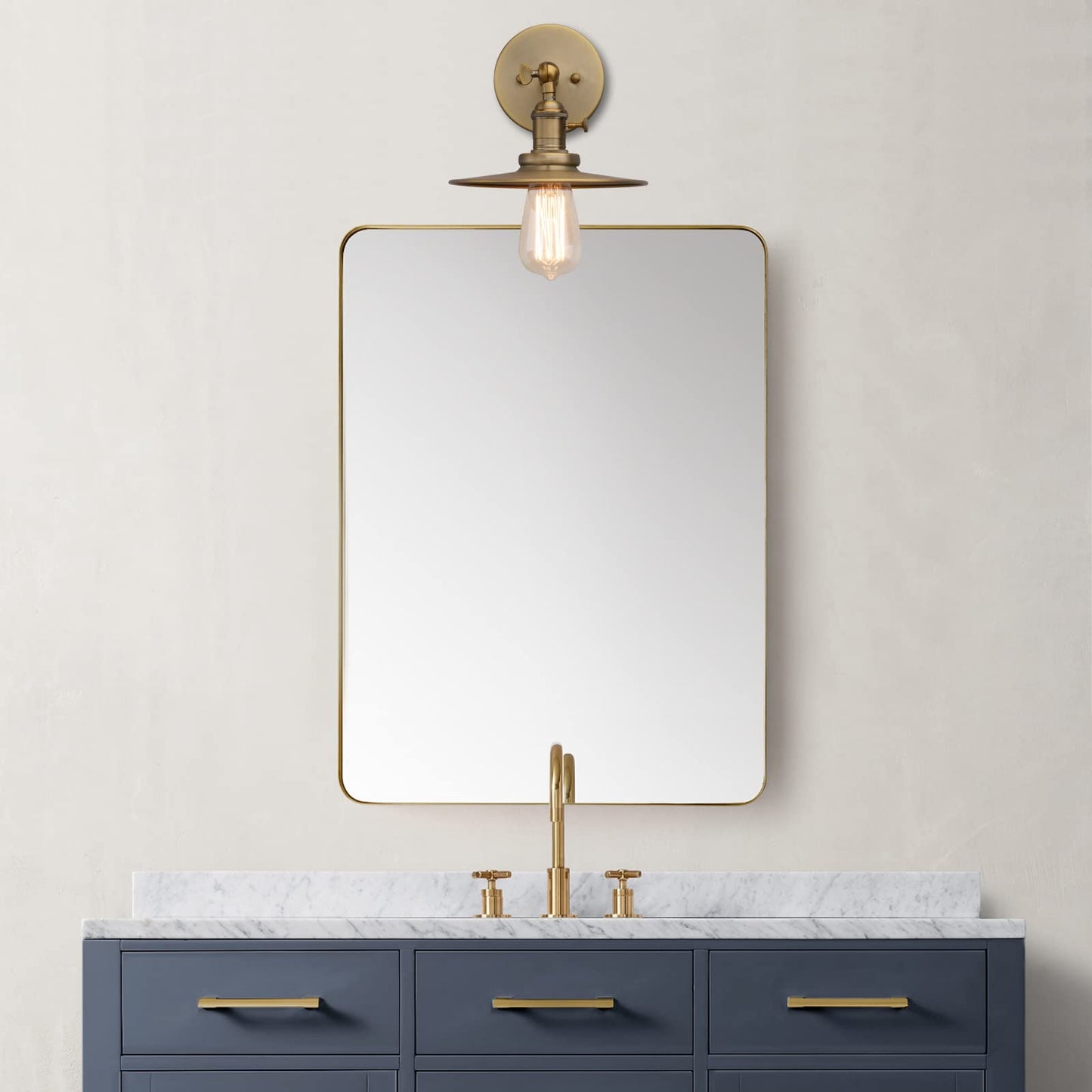 Phansthy Industrial 1-Light Wall Sconces, Vintage Wall Light Fixture with 7.9" Crafted Metal Shade, Bathroom Vanity Light with on Off Switch, Wall