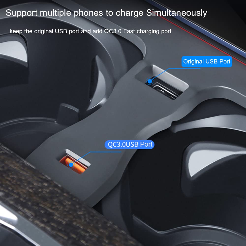 ZChan Wireless Car Charger Fit for BM-W X3/ X4 2023-2019 15W Wireless Charging Panel,QC3.0 Charging Port,for Multiple Phones Owner,Car Charger Mount
