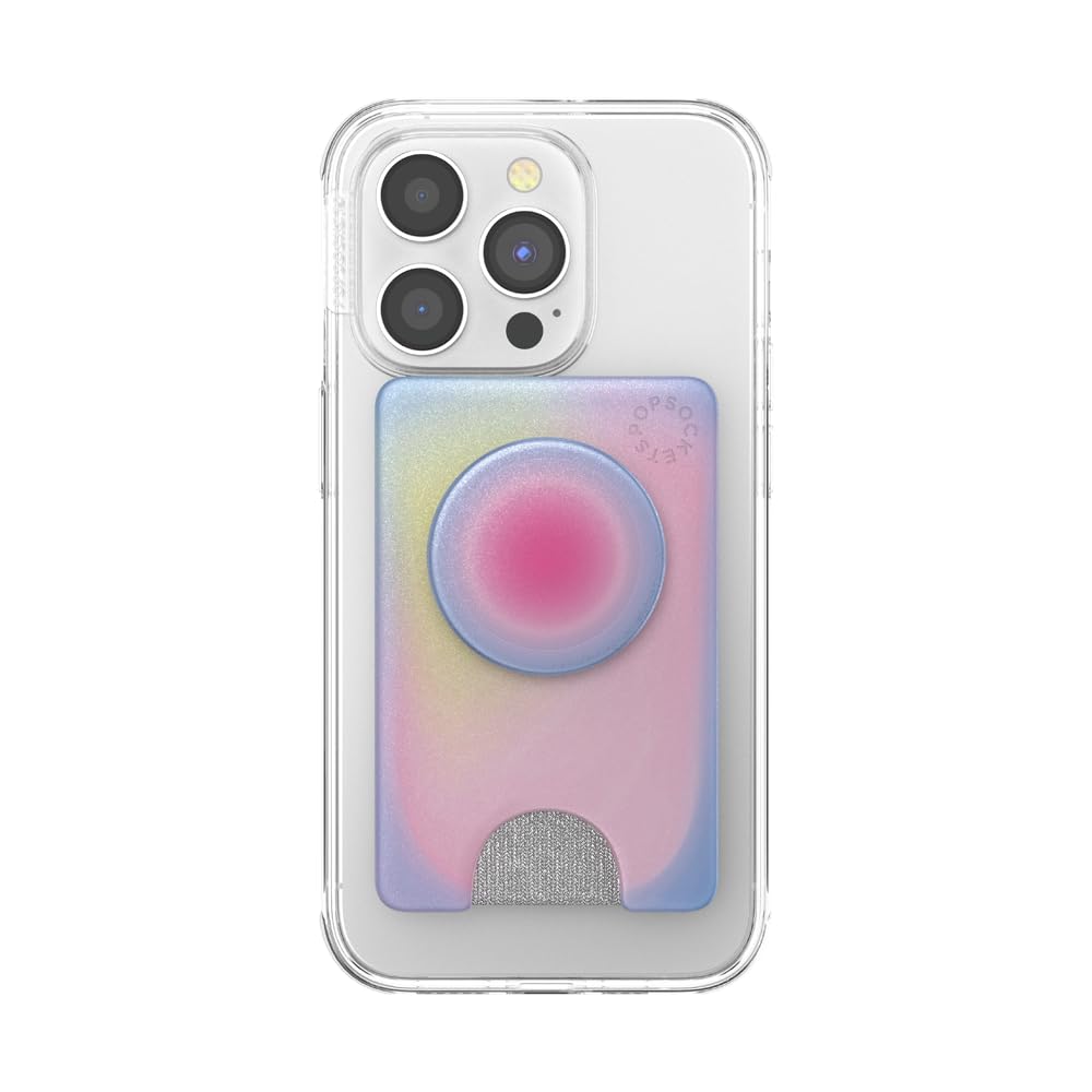 PopSockets Adhesive Phone Wallet and Card Holder with Grip, Purple - Aura
