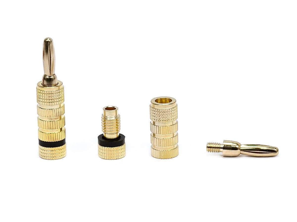 Monoprice Gold Plated Speaker Banana Plugs - 5 Pairs - Closed Screw Type, For Speaker Wire, Home Theater, Wall Plates And More