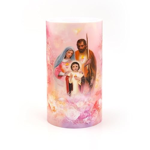 THE SAINTS COLLECTION 4x7 LED Prayer Candle Three Hearts Flameless with Timer