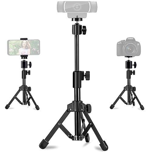 Webcam Tripod Stand Extendable Desktops Tripod for Camera/Phone/Webcam, Desk Tripods Webcam Mount Holder Compatible with Logitech Webcams C925e C922x