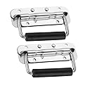 MIYAKO Heavy Duty Spring Loaded Handles - Chromed Holders with Rubber Grip | Surface Mount Speaker Cabinet, Tool Box | Chrome Finish | Highly