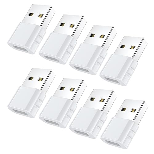 ZJKJHJY USB C Female to USB Male Adapter 8-Pack Type C to USB A Converter(White)