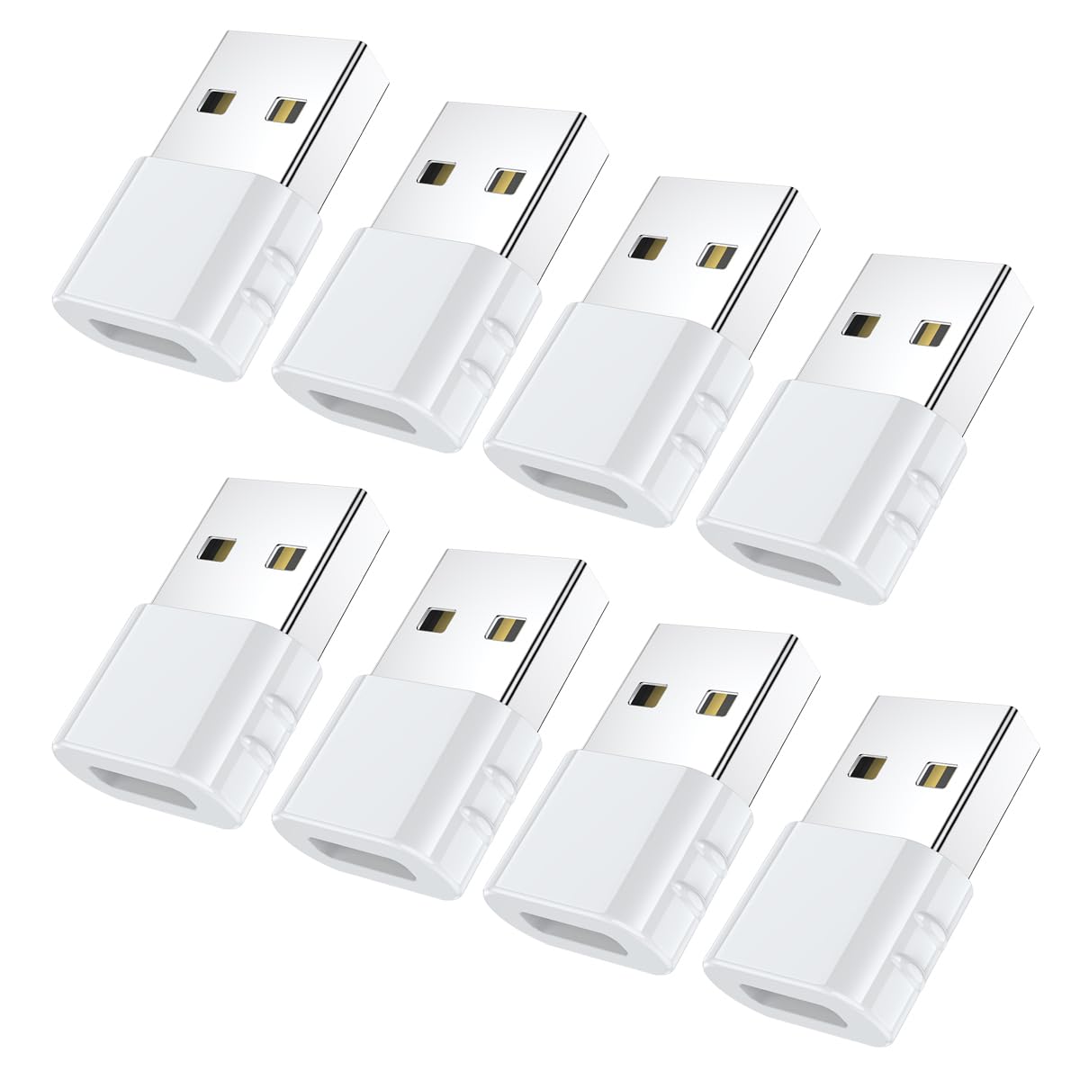 ZJKJHJY USB C Female to USB Male Adapter 8-Pack Type C to USB A Converter(White)