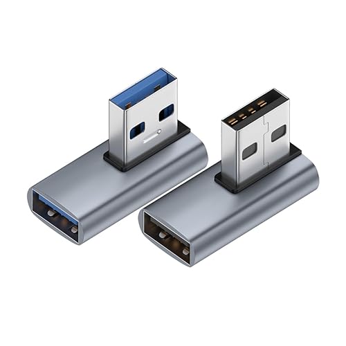 rgzhihuifz 2-Pack, Super Speed USB 3.0 Vertical Left Angle and Right Angle Adapter USB 3.0 Male to Female 90 Degrees dapter Coupler, USB Cable…