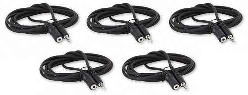 Five Pack of YCS Basics 6 Foot 3.5mm Headphone Extension Cables Male/Female