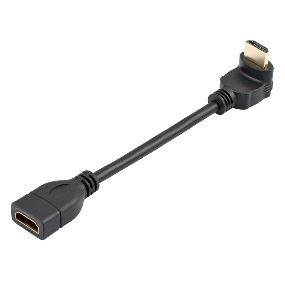 Bluwee HDMI Extension Cable High Speed 90-Degree Angle Male to Female Wire Cord Extender - Gold Plated Plugs, Black (0.5FT)