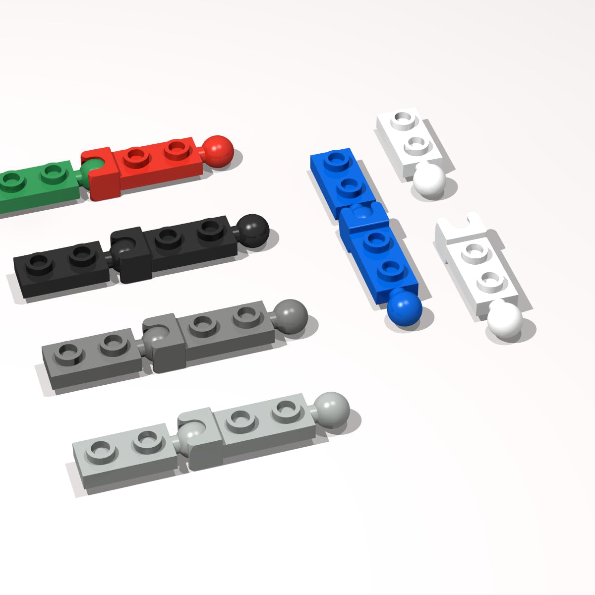 80 PCS Classic Building Plate Bulk, 1x2 with Tow Ball & Socket Ends, Compatible with Lego Parts & Pieces, Black Color